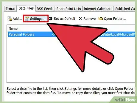 Step 4 选择“Outlook 数据文件”，点击“设置”。