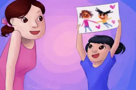 Girl Shows Drawing to Woman.png