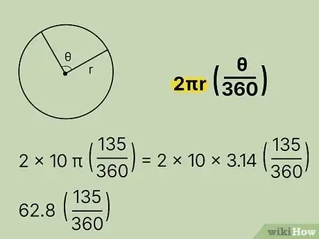 Step 4 用半径乘以                     2        π              {\displaystyle 2\pi }  。