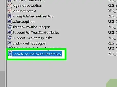 Step 8 打开“LocalAccountTokenFilterPolicy”值。