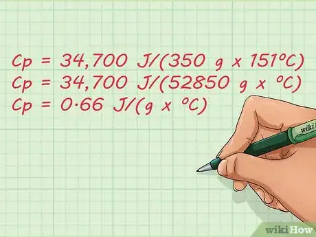 Step 4 解方程，解出以上方程结果，得到比热是0.65657521286 J/(g x ºC).