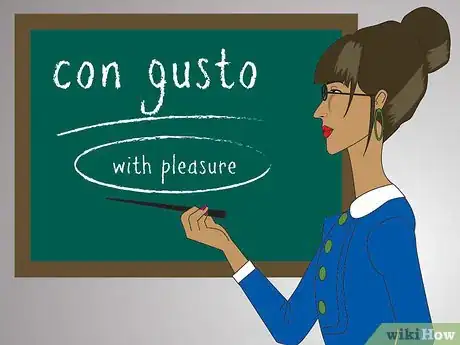 Step 1 "con gusto."该短语的字面意思翻译为英文是“with pleasure（很愿意）”。