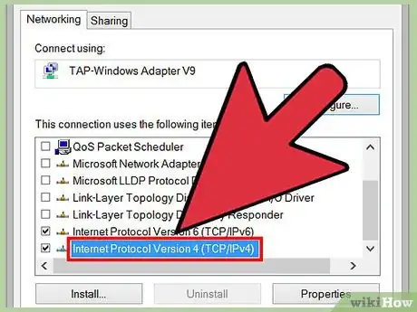 Step 8 在“此连接使用下列项目”中，找到并点击“协议版本 4（TCP/IPv4）”。