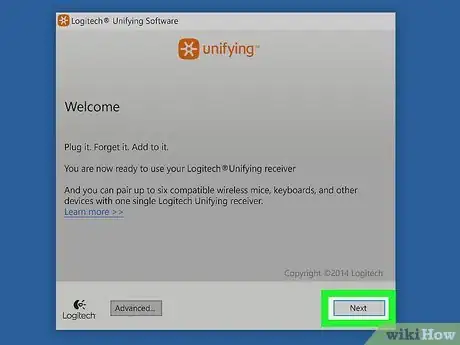 Step 2 打开Logitech Unifying软件，然后点击下一步。