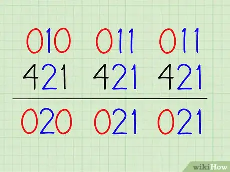 Step 5 如果任何占位符上的数字是一，就写下数字（4, 2或1），来把它转换为八进制数。