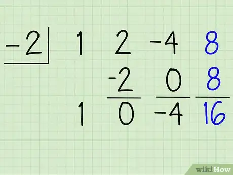 Step 10 这个数字再乘以除数，写在最后一个系数下，再加上系数。