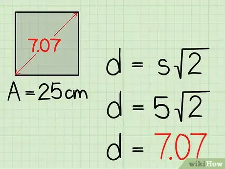 Step 6 用边长乘以                                          2                                {\displaystyle {\sqrt {2}}}  。