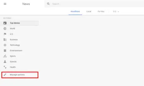 Google News; Edit Topics of Section List.png
