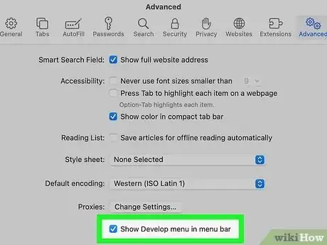 Step 3 在Mac电脑上的Safari浏览器启用“开发”菜单。