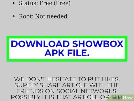 Step 3 向下滚动并点击下载SHOWBOX APK文件链接。