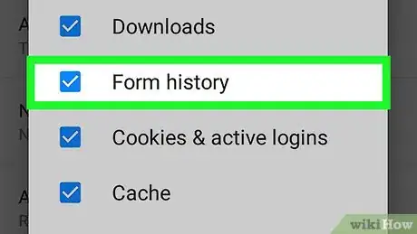 Step 5 选中“表单历史”勾选框。