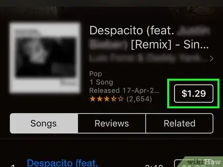 Step 6 点击歌曲或专辑的价格。