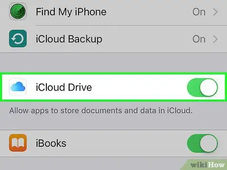 Step 13 将“iCloud 云盘”按钮滑动到“打开”位置。