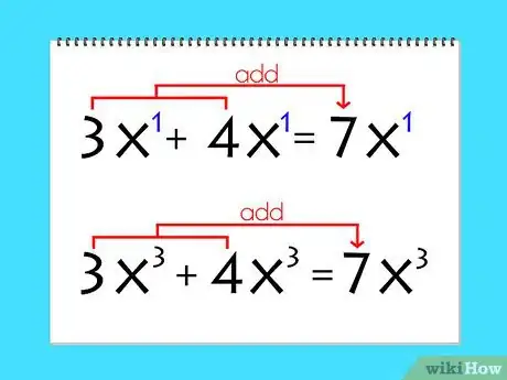 Step 5 让变量相加，即让变量前的系数相加，来简化答案。