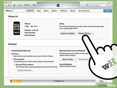 Step 5 使用iTunes来重置你的iPhone。