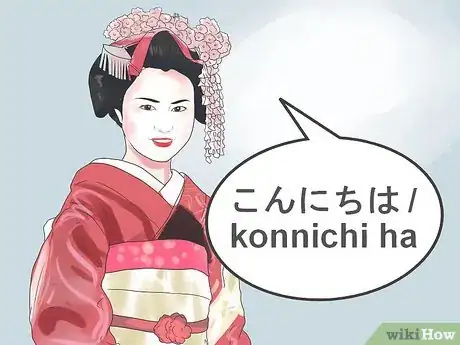 Step 9 用日语问好：日语的问好是こんにちは“konnichi ha ”，发音为“kon-neen-chee-wah ”。