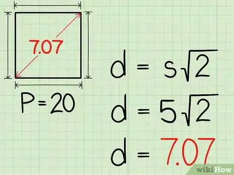 Step 6 用边长乘以                                          2                                {\displaystyle {\sqrt {2}}}  。