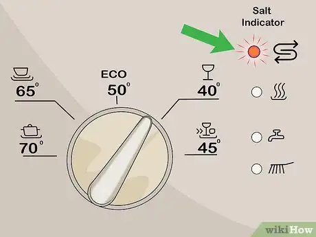 Step 2 查看洗碗机的缺盐指示灯。