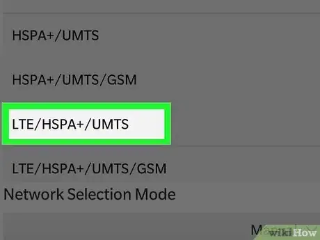 Step 5 选择LTE或4G选项。