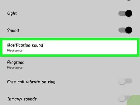 Step 7 轻触“通知音效”更改Messenger通知出现的音效。