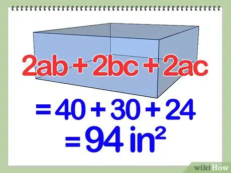 Step 6 把上述三个数值加起来：2ab + 2bc + 2ac = 40 + 30 + 24 = 94 。