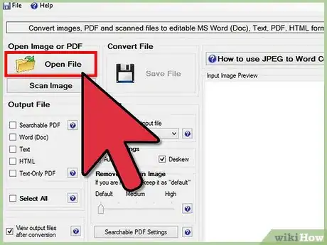 Step 2 打开JPEG文件，选择Word格式作为输出格式。