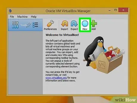 Step 3 点击VirtualBox窗口上方的“New”（新）按钮，开始安装新的虚拟操作系统。