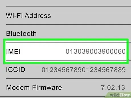 Step 4 在“IMEI”标题下找到IMEI。