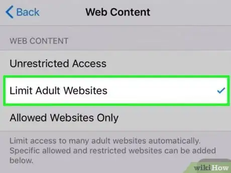 Step 9 选择限制成人网站。