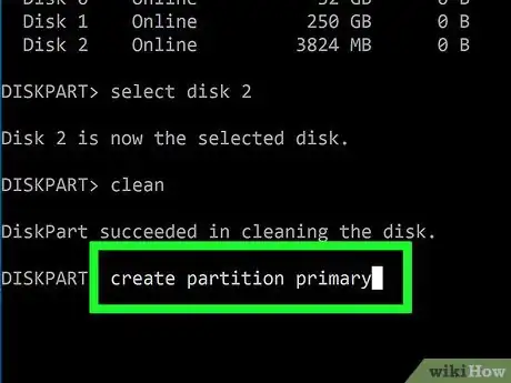 Step 6 输入.create partition primary ，然后按下回车键。