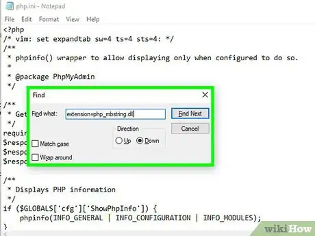 Step 13 找到“extension=php_mbstring.dll”这一行文本，并删除分号。