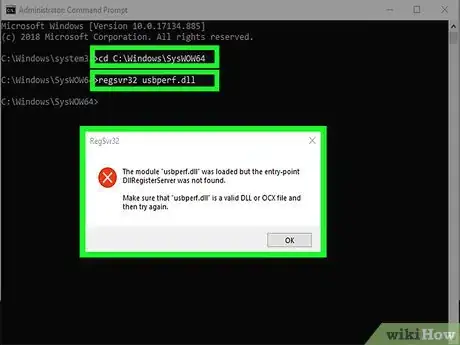Step 11 输入“regsvr”命令和DLL的名称。