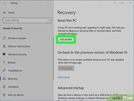 Step 4 点击重置电脑(Windows 11)或开始(Windows 10)。