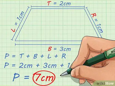 Step 3 将各边长相加，就能得到梯形的周长。