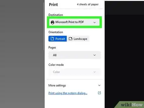 Step 3 选择Microsoft Print to PDF作为打印机。