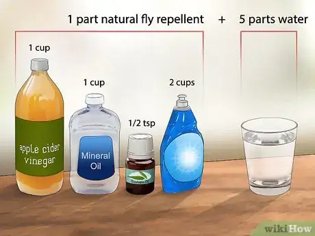 Step 2 用醋、矿物油和香味精油制作驱蝇剂。