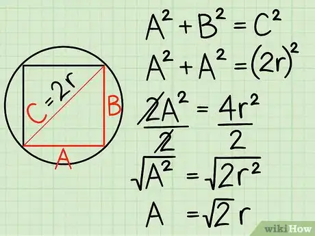 Step 3 使用勾股定理求正方形的边长。