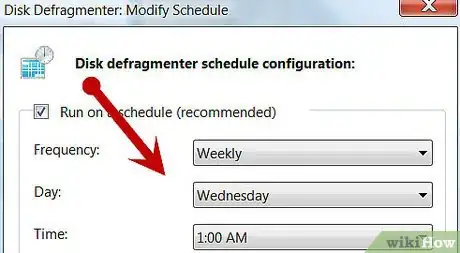Step 4 选择运行磁盘碎片整理程序的日期和时间。