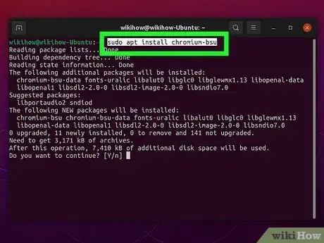 Step 2 输入sudo apt install [程序名称]，然后按↵ Enter键（Debian通用操作系统）。