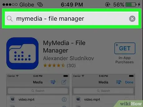 Step 2 搜索一个由Alexander Sludnikov开发的名为“MyMedia File Manager”的应用。