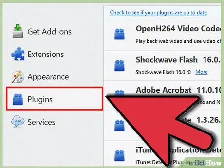 Step 3 点击附加组件管理器窗口左边的“插件”（Plugins）按钮。