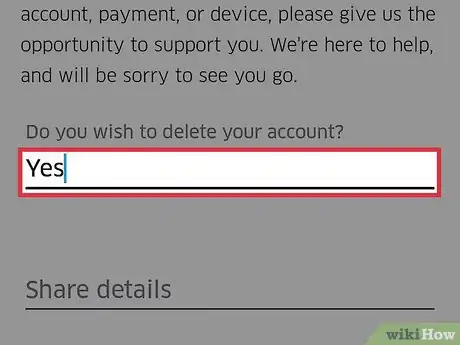 Step 7 在最上面的空格内输入“是”，告诉优步你确实想要删除账户。