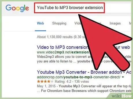 Step 1 在搜索引擎中输入“YouTube至MP3浏览器扩展程序”。