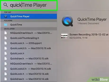 Step 2 输入Quicktime Player，然后按Enter键。