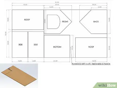 Step 4 用铅笔和木工角尺在2cm厚的胶合板上重绘出地板的设计图，对于上面的框架，尺寸约为66cm x 57cm。...