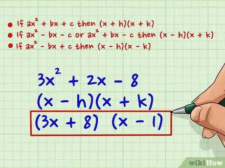 Step 5 决定x项和常数项的符号。