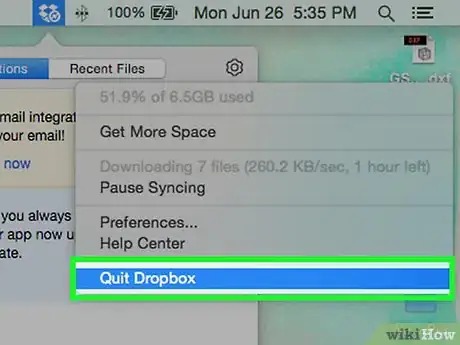 Step 2 退出Dropbox。