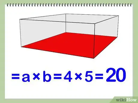 Step 3 计算底面面积(B)，用宽乘以长度，即为2ab，带入数值：2(4 * 5)= 20 。