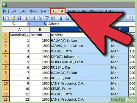 Step 4 点击 Excel 窗口顶端的“格式”菜单。