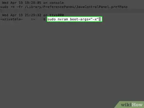 Step 2 输入.sudo nvram boot-args="-x" 命令，按下Return键。